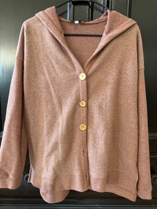 white birch Sweaters - white birch Blush Pink Hooded Button-Front Cardigan